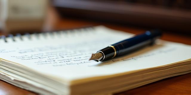 Un antico scrittoio con una penna stilografica di lusso, simbolo di impegno e narrazione curata